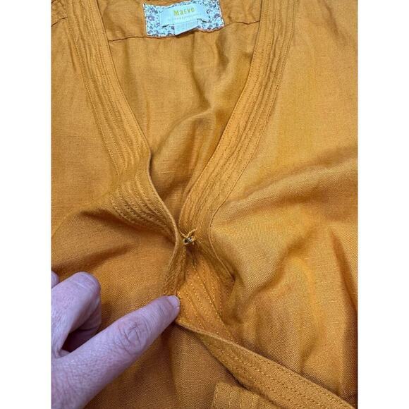 Anthropologie Maeve Luana Linen Romper Size 14 Mustard Yellow - Picture 11 of 11